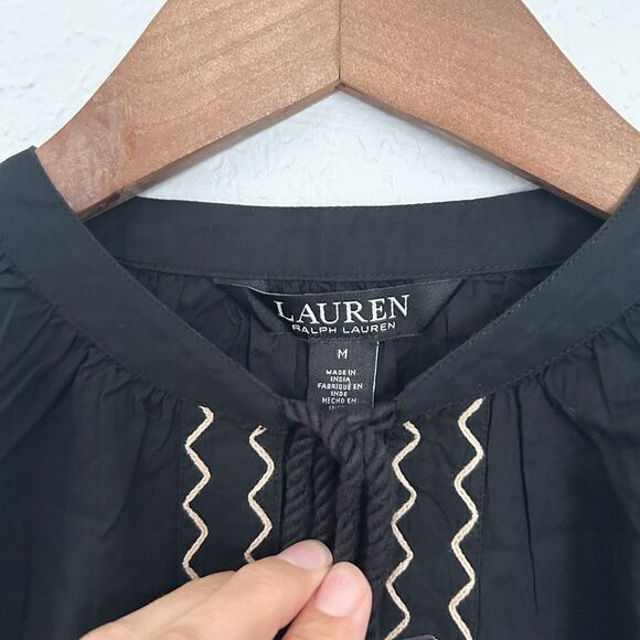 Lauren Ralph Lauren Embroidered Cotton Tassel Top Blouse New Medium - Picture 9 of 11